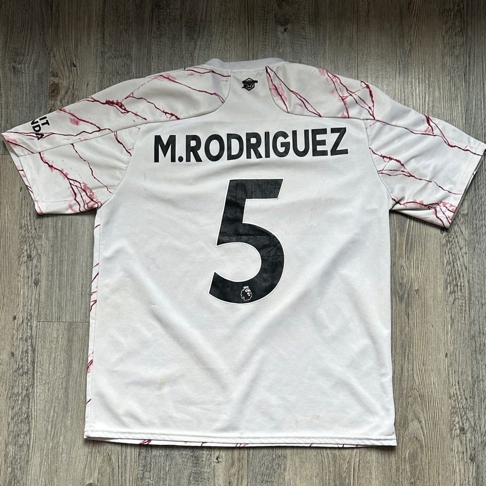 Adidas Arsenal 20/21 Away Jersey M. Rodriguez #5 Mens White Red Marble Size M - Picture 2 of 6